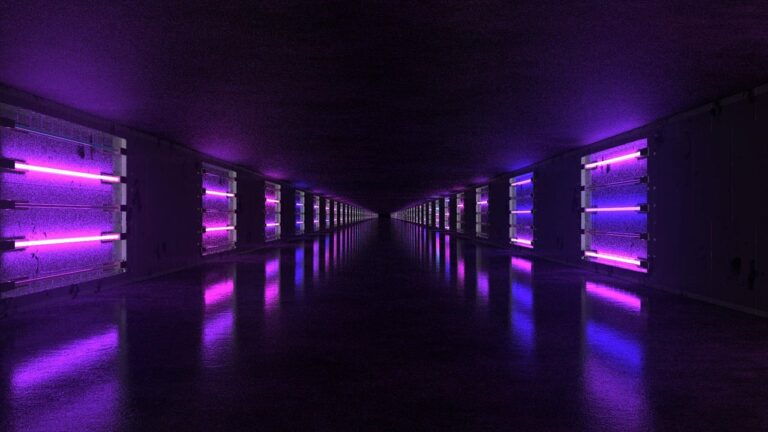 futuristic, neon, tunnel